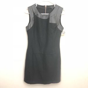 Mustard Seed | Black Leather Trim Sleeveless Dress